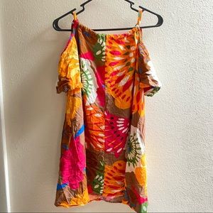 Farm rio bright floral open shoulder tie top med